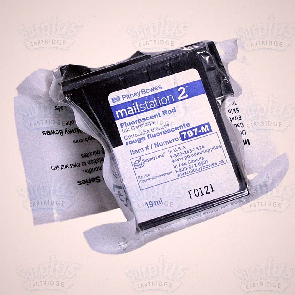 Genuine Pitney Bowes 797-M Red Fluorescent Ink for Mailstation K700 and K7MO
