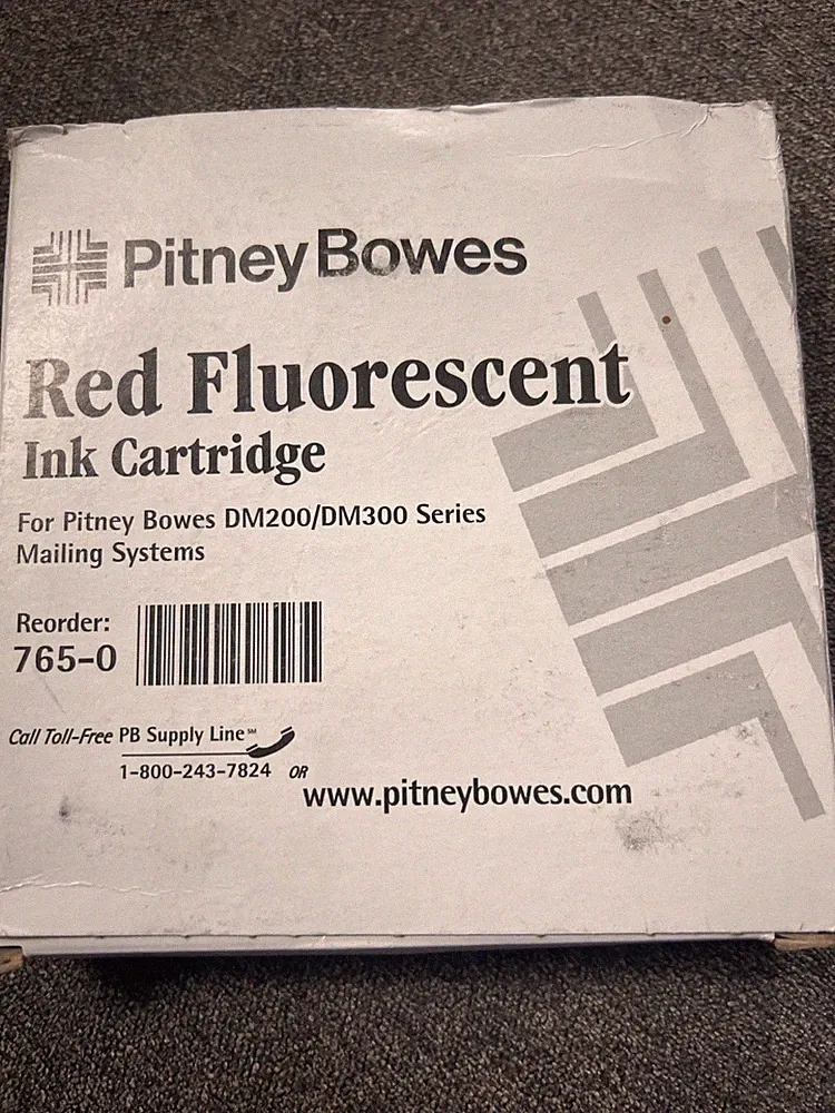 GENUINE PITNEY BOWES RED FLOURESCENT INK CARTRIDGE DM200 300 400 765-0-SALE