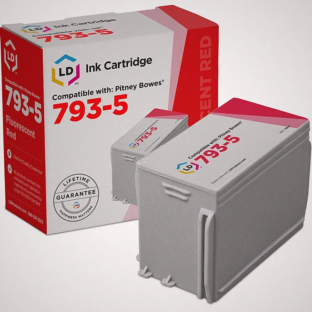 LD 793-5 Fluorescent Red Ink Cartridge for Pitney Bowes Printer