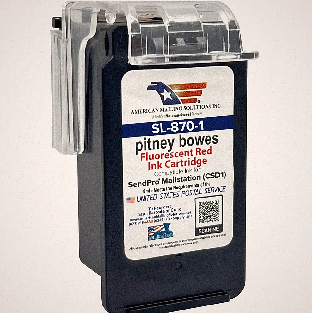 Pitney Bowes PB SL-870-1 Red Ink Cartridge replacement for SendPro Mailstation