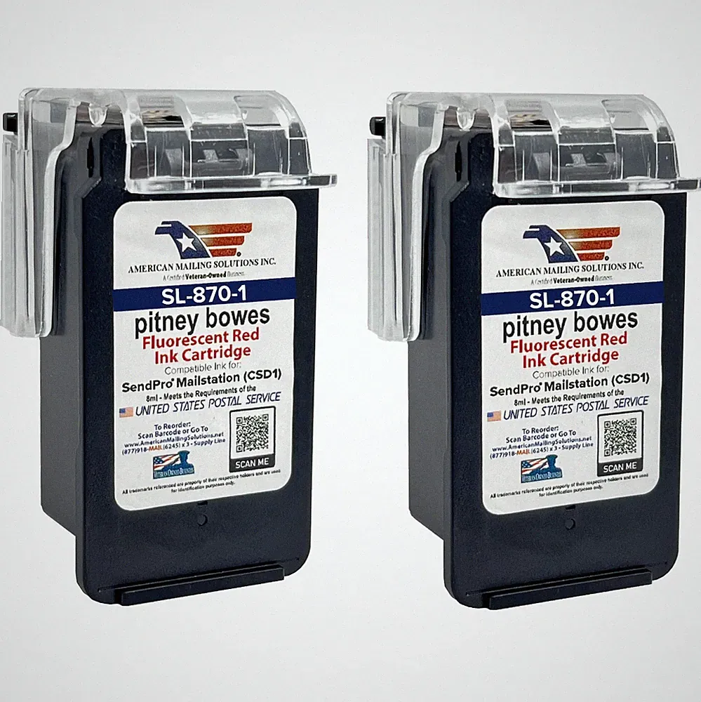 Pitney Bowes SL-870-1 Red Ink Cartridge for SendPro Mailstation Meter (2-Pack)