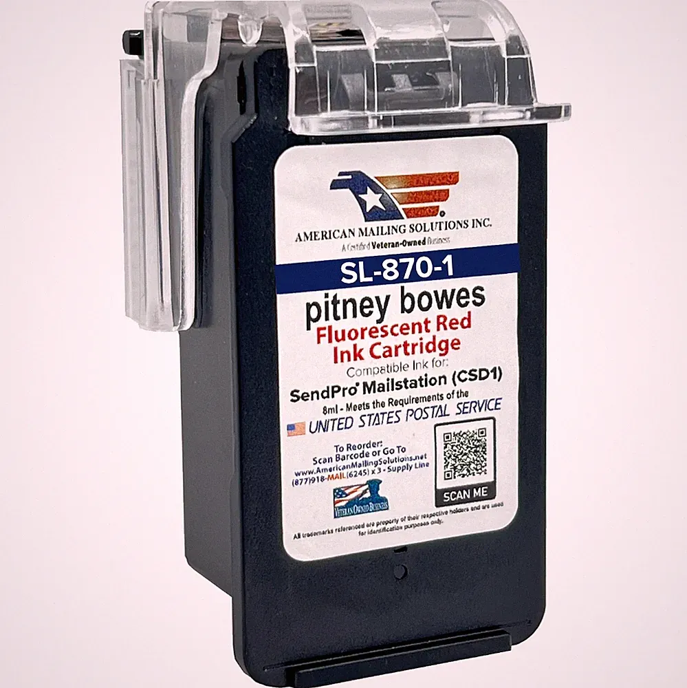 Pitney Bowes SL-870-1 Red Ink Cartridge replacement for the SendPro Mailstation