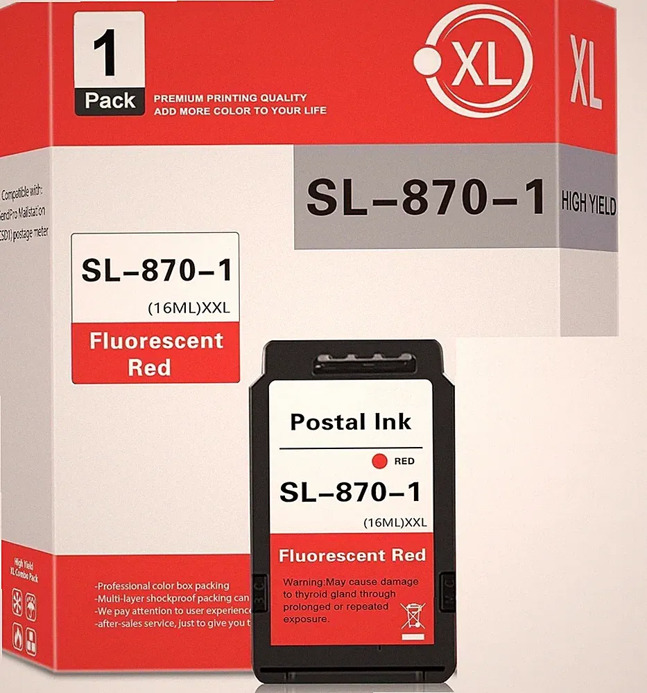 Pitney Bowes SL-870-1 Replacement Red Fluorescent Ink for SendPro Mailstation