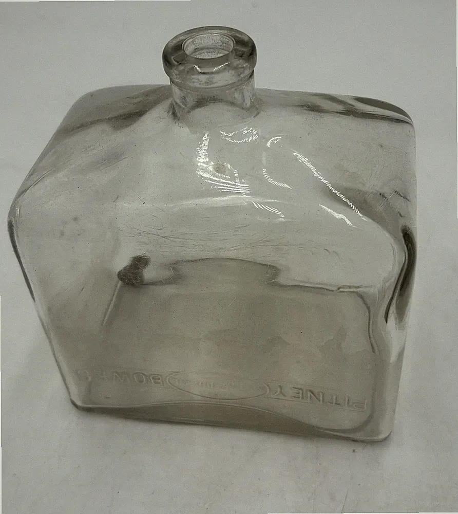 Rare Antique Pitney Bowes Glass Ink Bottle With Marble For Postal Meter Pr