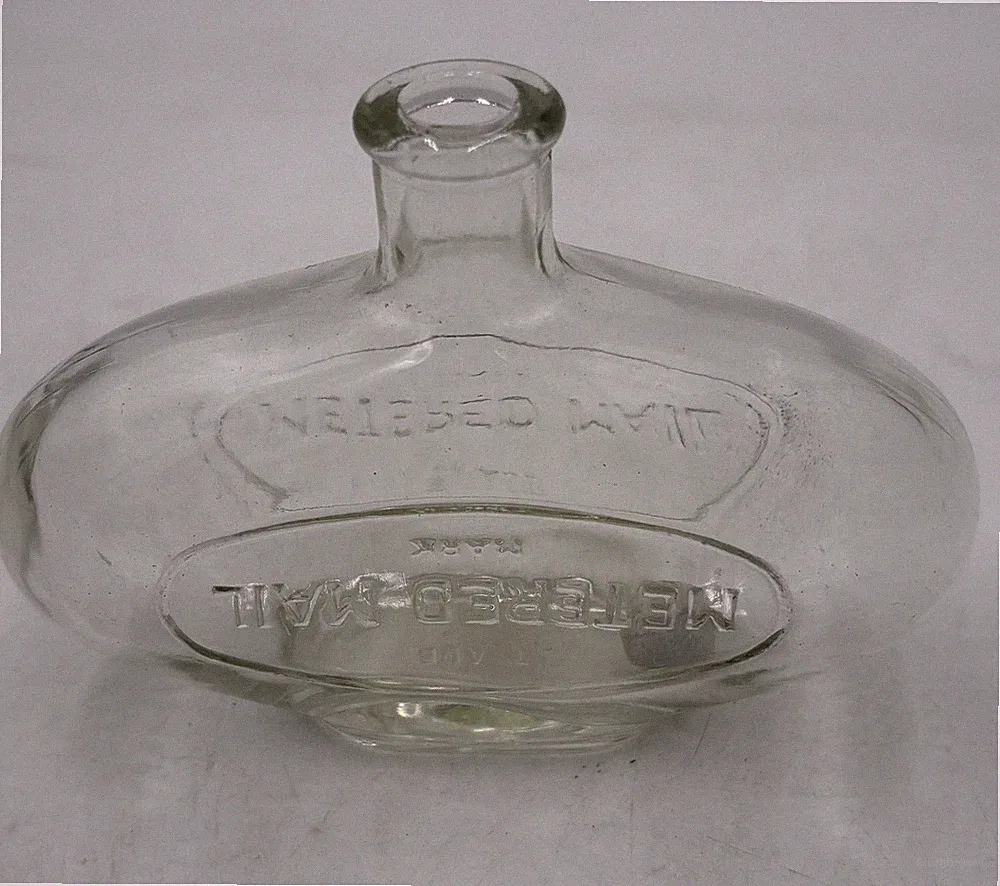 Rare Vintage Metered Mail Glass Ink Bottle With Marble For Postal Meter